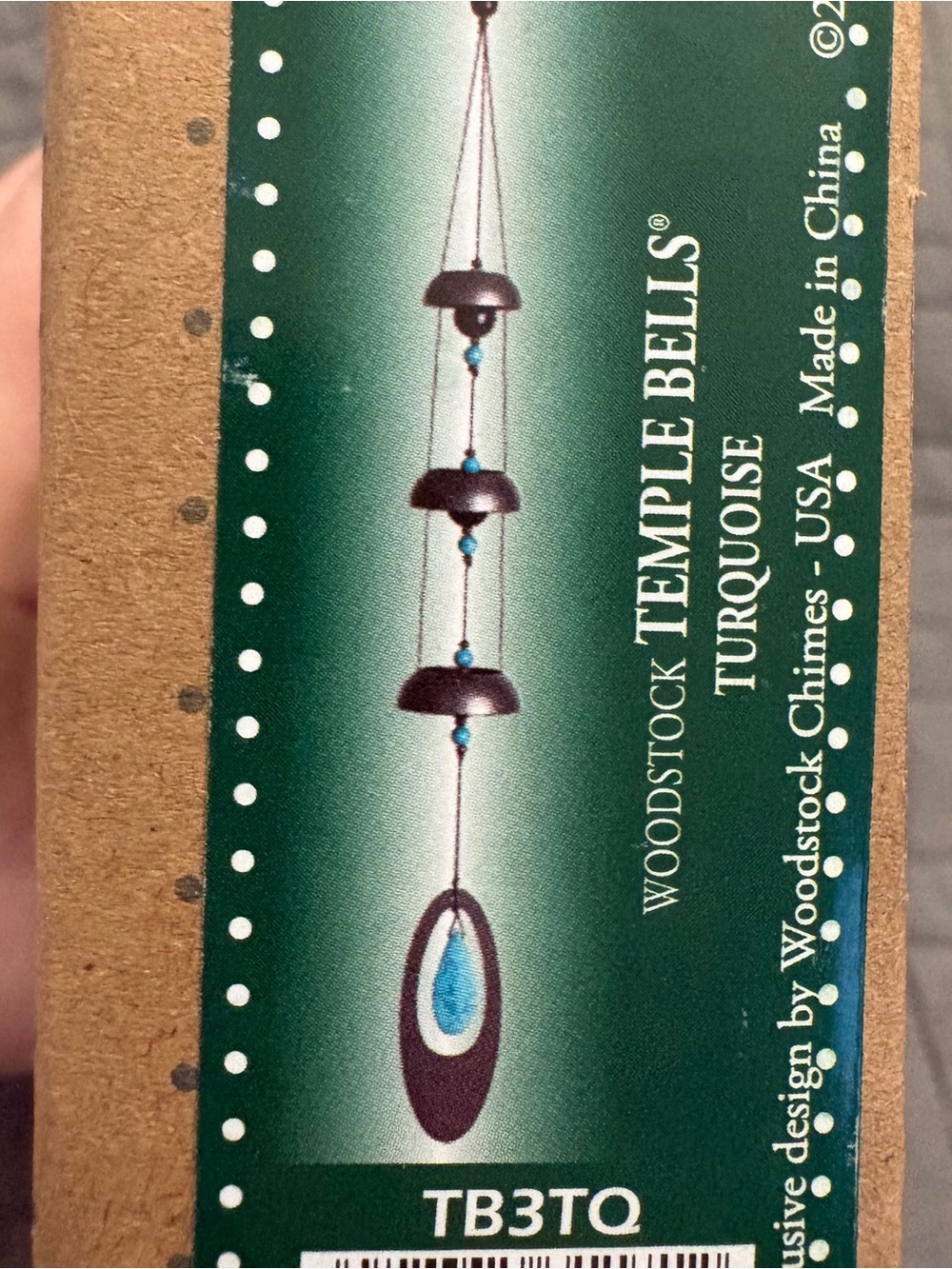 Woodstock Temple Bells Turquoise Hanging Necklace